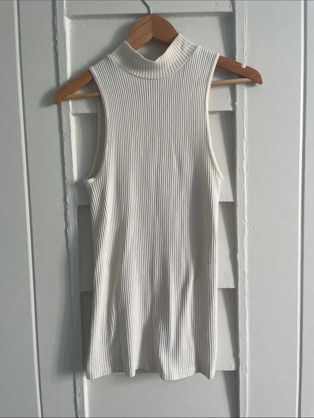 Free People Ribbed Mock Neck Tank - Cream